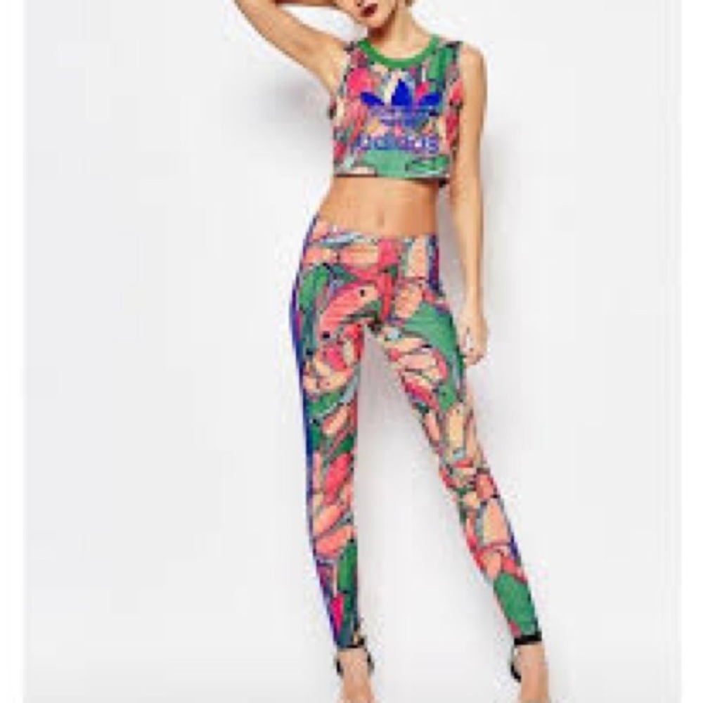 Adidas Originals X Farm Bananas Supergirl Leggings and Crop Top